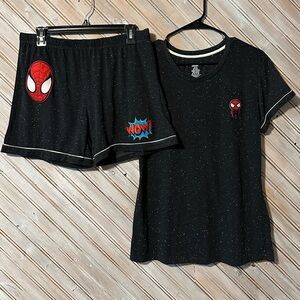Celestial Dreams Black Spider-Man Patch Marvel Space Pajama Matching Set